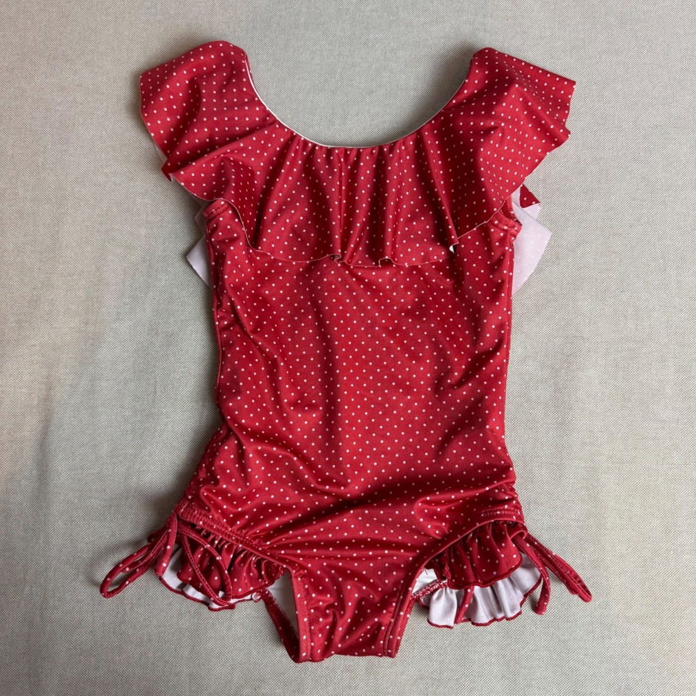 Wildling by Well Dressed Wolf 24mo Red Polka Dot Ruffle One Piece Swimsuit